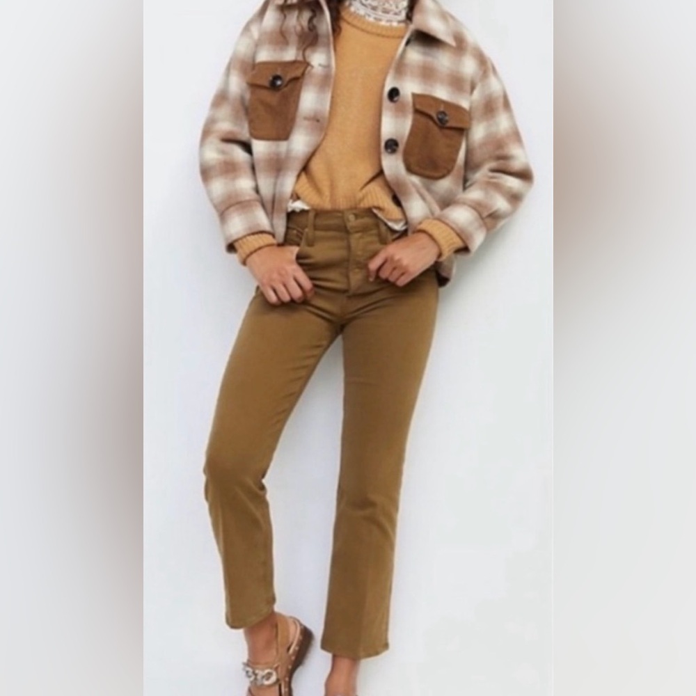 MOTHER Tan Button-Fly Pants